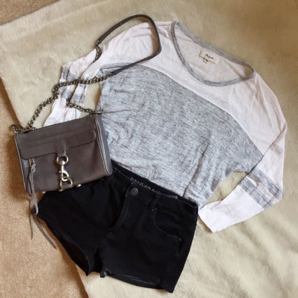 Madewell Grey and White Top